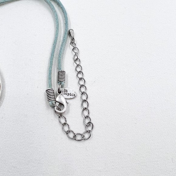 🎉HP🎉 Lia Sophia Abstract Enameled Abalone Silver Tone Pendant 16” Necklace - Picture 7 of 7